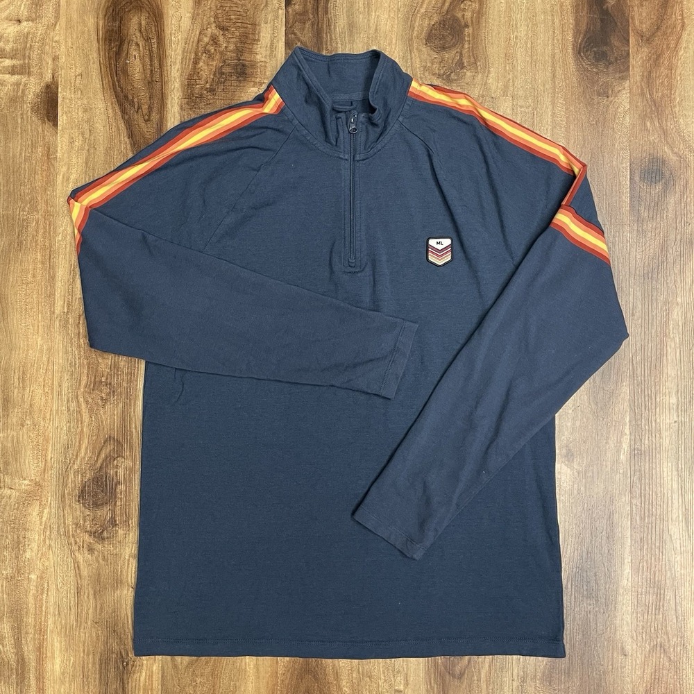 Marine Layer Archive Performance Retro Quarter 1/4 Zip Shirt Mens M Navy Blue